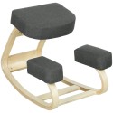 Ergonoomiline polsterdatud põlvistool kasepuidust raamiga, kuni 120 kg, tumehall