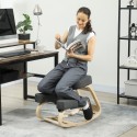Ergonoomiline polsterdatud põlvistool kasepuidust raamiga, kuni 120 kg, tumehall