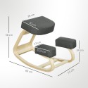 Ergonoomiline polsterdatud põlvistool kasepuidust raamiga, kuni 120 kg, tumehall