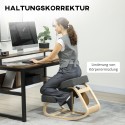 Ergonoomiline polsterdatud põlvistool kasepuidust raamiga, kuni 120 kg, tumehall