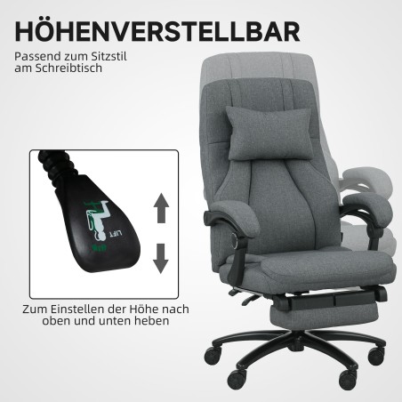 Massaažifunktsiooniga kontoritool USB-liidese ja pöörlevate ratastega, tumehall