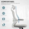 Ergonoomiline kontoritool võrk-seljatoe, klapitavate käetugede ja kiigefunktsiooniga, hall