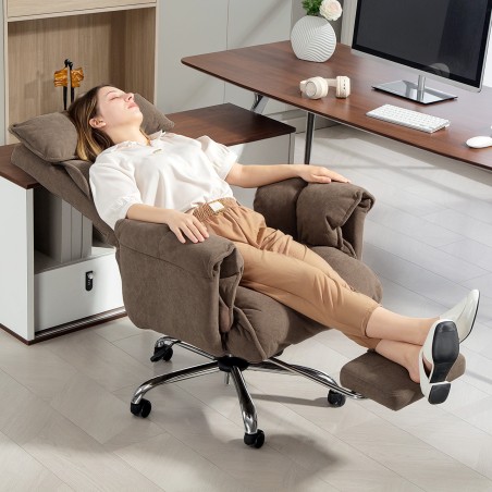 Ergonoomiline kontoritool kallutatava seljatoe ja jalatoega, helepruun