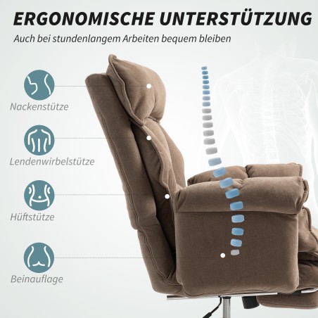 Ergonoomiline kontoritool kallutatava seljatoe ja jalatoega, helepruun
