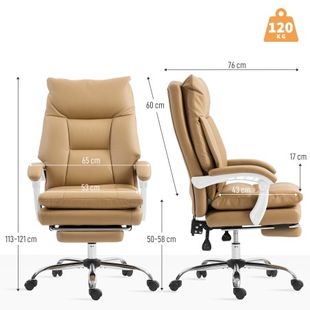 Ergonoomiline kontoritool nimmetoe ja jalatoega, helepruun