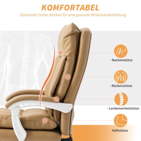 Ergonoomiline kontoritool nimmetoe ja jalatoega, helepruun