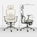 Ergonoomiline ratastel kontoritool võrkriide, käetugede ja peatoega, beež