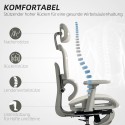 Ergonoomiline ratastel kontoritool võrkriide, käetugede ja peatoega, beež