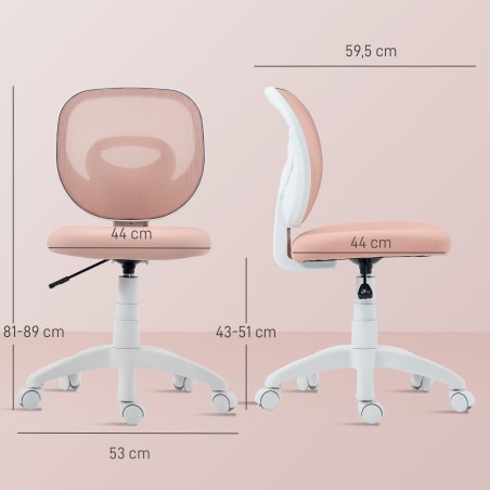 Ergonoomiline kontoritool C-kujulise seljatoe ja reguleeritava kõrgusega, roosa