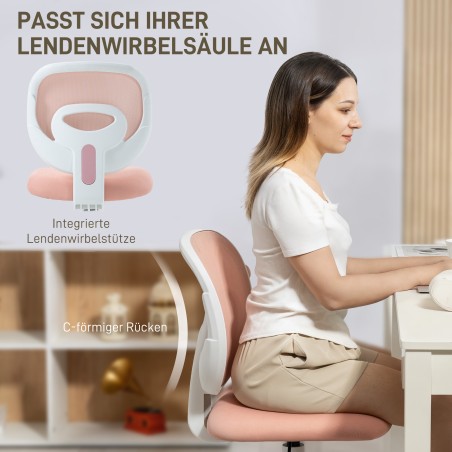 Ergonoomiline kontoritool C-kujulise seljatoe ja reguleeritava kõrgusega, roosa