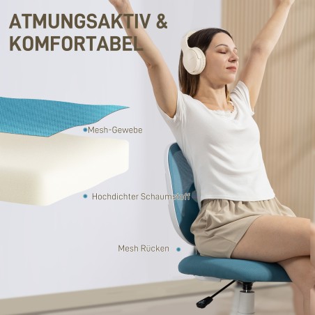 Ergonoomiline kontoritool C-kujulise seljatoe ja reguleeritava kõrgusega, sinine