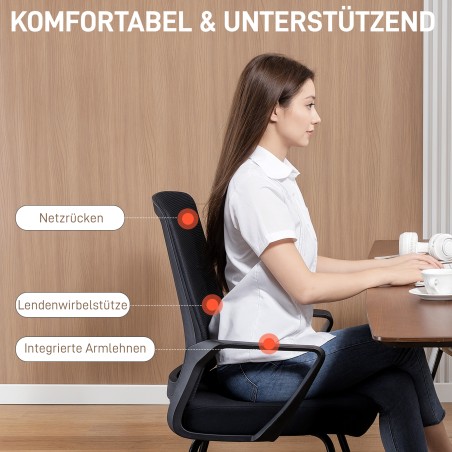 Kontori- ja külastajatool käetugede ning nimmetoega, must