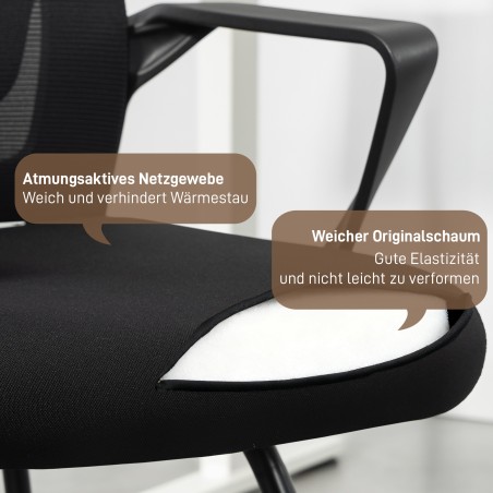 Kontori- ja külastajatool käetugede ning nimmetoega, must