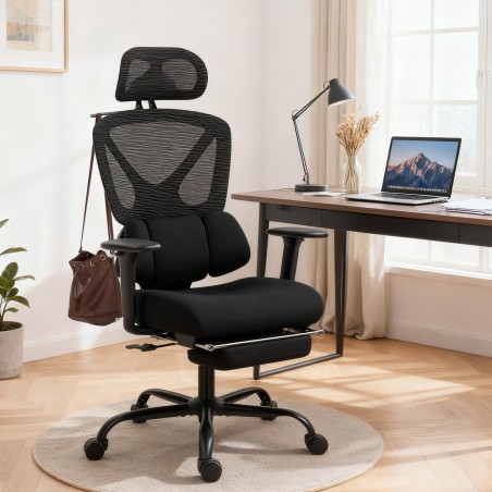 Ergonoomiline võrgust kontoritool nimmetoe, käetugede ja peatoega