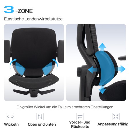 Ergonoomiline võrgust kontoritool nimmetoe, käetugede ja peatoega