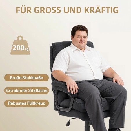 Ergonoomiline kõrge seljatoega kontoritool kuni 200 kg, must