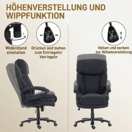 Ergonoomiline kõrge seljatoega kontoritool kuni 200 kg, must
