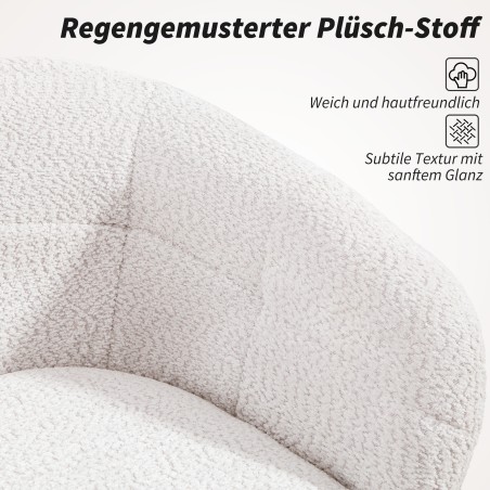 Polsterdatud kontoritool plüüsikatte ja terasest alusega, kreemjas-must