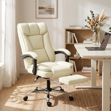 Ergonoomiline kontoritool jalatoe ja kunstnahast kattega, beež-must
