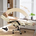 Ergonoomiline kontoritool jalatoe ja kunstnahast kattega, beež-must