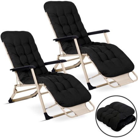 Kokkupandav aiatool padjaga, Chillwell lamamistool, 2 tk komplekt, must