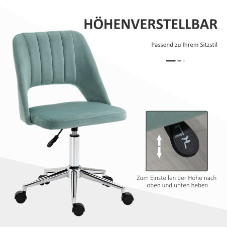 Reguleeritava kõrgusega ratastel lauatool, kammkarbikujuline, roheline