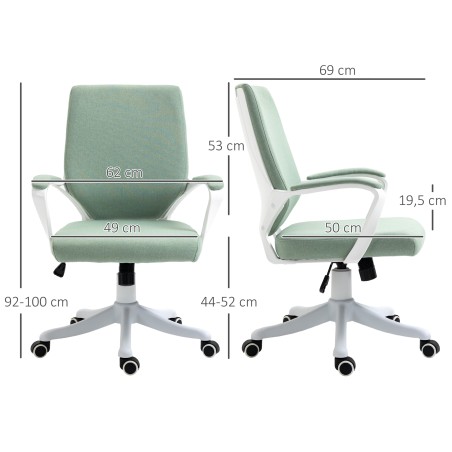 Ergonoomiline ratastel kontoritool kiikfunktsiooniga, roheline-valge