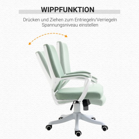 Ergonoomiline ratastel kontoritool kiikfunktsiooniga, roheline-valge
