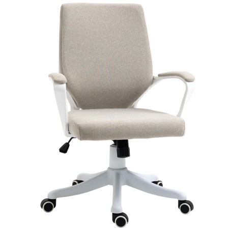 Ergonoomiline reguleeritav kontoritool kiikfunktsiooni ja ratastega, beež-valge