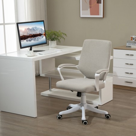 Ergonoomiline reguleeritav kontoritool kiikfunktsiooni ja ratastega, beež-valge
