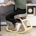 Ergonoomiline põlvetool kasepuidust, hall, kandevõime 120 kg