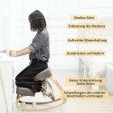 Ergonoomiline põlvetool kasepuidust, hall, kandevõime 120 kg