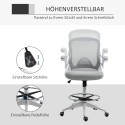 Pööratav kontoritool seisufunktsiooni ja jalatoega, must, 64 × 60 × 106–126 cm