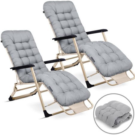 Kokkupandav aiatool padjaga, Chillwell lamamistool, 2 tk komplekt, helehall