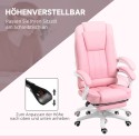 Roosa-valge kontoritool reguleeritava seljatoe, jalatoe ja 5 rattaga
