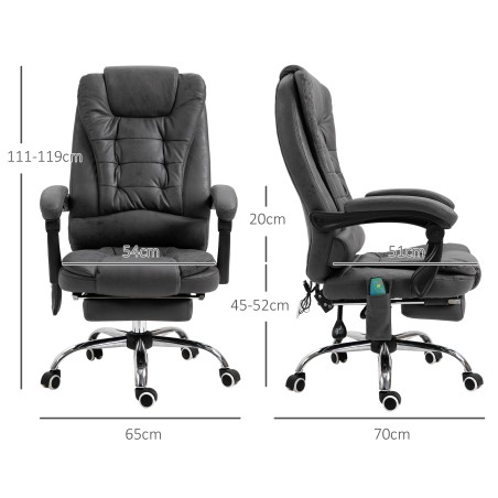 Ergonoomiline massaažifunktsiooniga kontoritool, hall, 65 × 160 × 104 cm