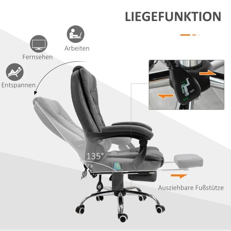 Ergonoomiline massaažifunktsiooniga kontoritool, hall, 65 × 160 × 104 cm