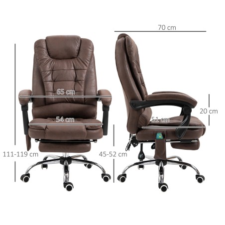 Massaaži- ja soojendusfunktsiooniga ergonoomiline kontoritool, pruun