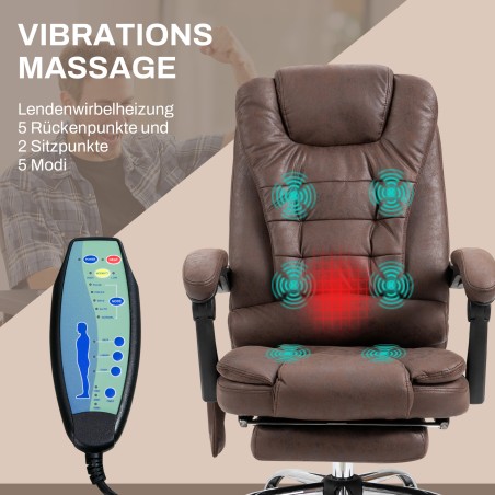Massaaži- ja soojendusfunktsiooniga ergonoomiline kontoritool, pruun