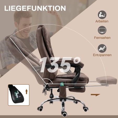 Massaaži- ja soojendusfunktsiooniga ergonoomiline kontoritool, pruun
