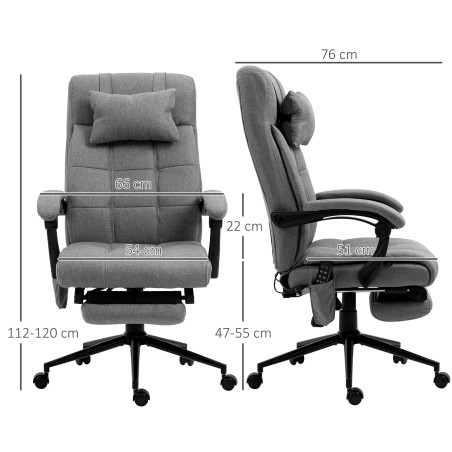 Ergonoomiline massaažifunktsiooniga kontoritool, 66 × 76 × 112–120 cm, hall