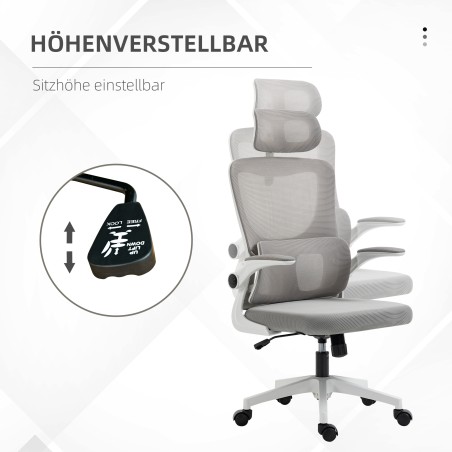 Reguleeritava kõrguse ja peatoega kontoritool, kuni 120 kg, hall