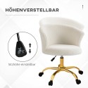 Reguleeritava kõrgusega kontoritool teddy-fliisi välimusega, 58 × 56 × 68–76 cm, valge