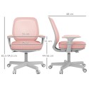 Ergonoomiline pöörlev ja reguleeritava kõrgusega kontoritool, roosa