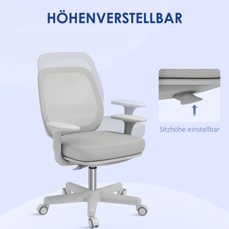 Ergonoomiline pööratav ja reguleeritava kõrgusega kontoritool, hall