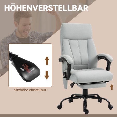 Kontoritool massaaži- ja soojendusfunktsiooni ning jalatoega, hall