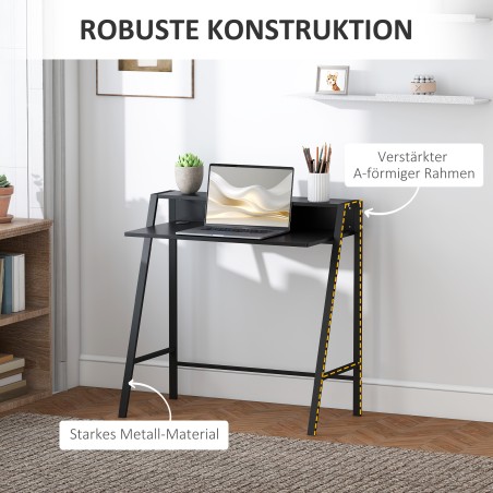 Arvutilaud riiuli ja kaablihaldusega, must, 84 × 45 × 85 cm