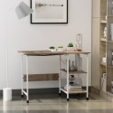 Kokkupandav ratastega arvutilaud MDF-ist, naturaalne, 107 × 55 × 76 cm