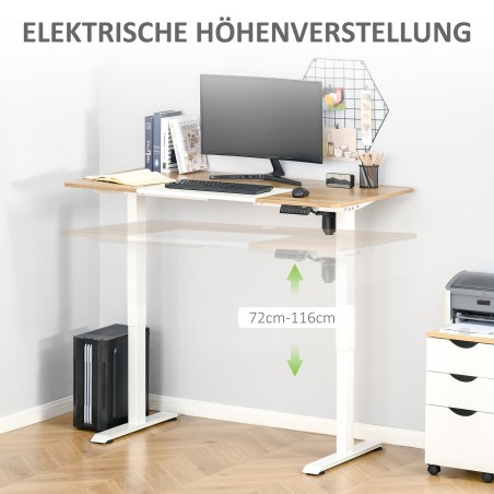 Elektriliselt reguleeritav kirjutuslaud 140 × 70 cm, valge