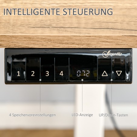 Elektriliselt reguleeritav kirjutuslaud 140 × 70 cm, valge
